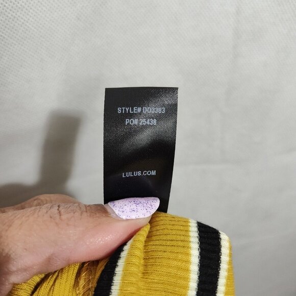 Lulus Black Brown Striped Midi Sheath Dress Mockneck Women Size M Sleeveless NEW - Picture 8 of 8